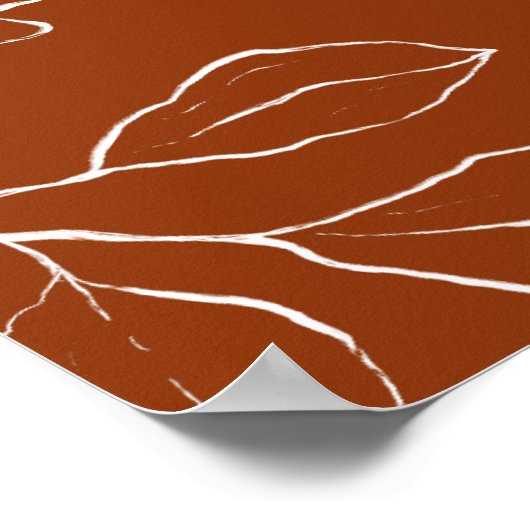 Burnt Orange Botanical Floral Baby Dusche Begrüßun Poster (Ecke)