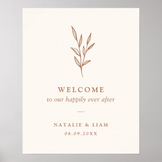 Burnt Orange Botanical Wedding Welcome Sign Poster (Vorne)