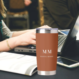 Burnt orange-braune benutzerdefinierte Monogramm-I Thermobecher