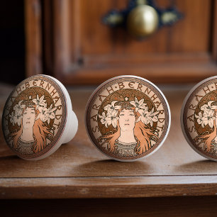 Burnt Orange Bronze Mucha Sarah Bernhardt Vintag Keramikknauf