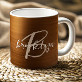 Burnt Orange Brushed Metal Script Monogram Kaffeetasse