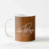 Burnt Orange Brushed Metal Script Monogram Kaffeetasse (Links)