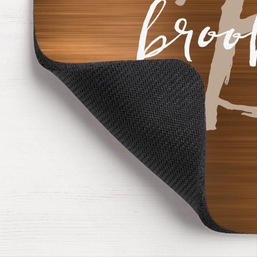 Burnt Orange Brushed Metal Script Monogram Mousepad (Ecke)