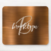 Burnt Orange Brushed Metal Script Monogram Mousepad (Vorne)