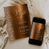 Burnt Orange Brushed Metal Script Save the Date Ankündigung