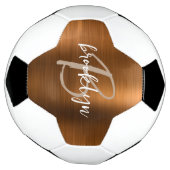 Burnt Orange Brushed Metal Tan Script Monogram Fußball (Gedreht)