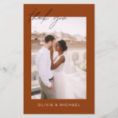 Burnt Orange Budget Wedding Foto Danke Karten (Vorderseite)