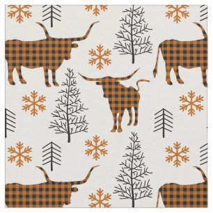 Burnt Orange Buffalo Kariertes länghorn Muster Stoff