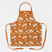 Burnt Orange Bunny Floral Garden Design Schürze (Vorderseite)