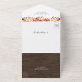 Burnt Orange Burgundy Floral Pumpkin Wood Wedding All In One Einladung (Außenbereich)