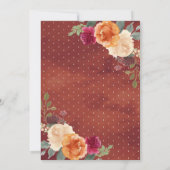 Burnt Orange Burgundy Floral Pumpkin Wood Wedding Einladung (Rückseite)