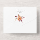Burnt Orange Burgundy Floral Wedding Details UAWG All In One Einladung (Rückseite)