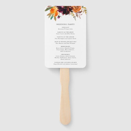 Burnt Orange Burgundy Hochzeit im Herbst Program Fächer (Rückseite)