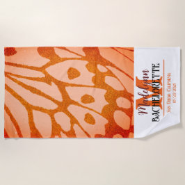 Burnt Orange Butterfly Monogram Junggeselinnen-Abs Strandtuch