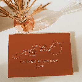 Burnt Orange Calligraphy Foto Wedding Gästebuch