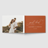 Burnt Orange Calligraphy Foto Wedding Gästebuch (Voll)