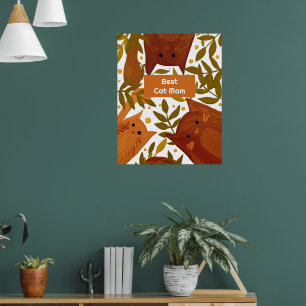 Burnt orange cat and branches Beste Katzenmutter Poster