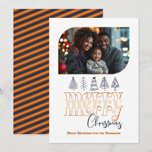 Burnt Orange Champagne & Navy Moderner Retro Holid Feiertagskarte