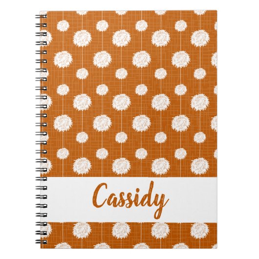 Burnt Orange Cheerleader Pom Pom Pattern Notizblock (Vorderseite)