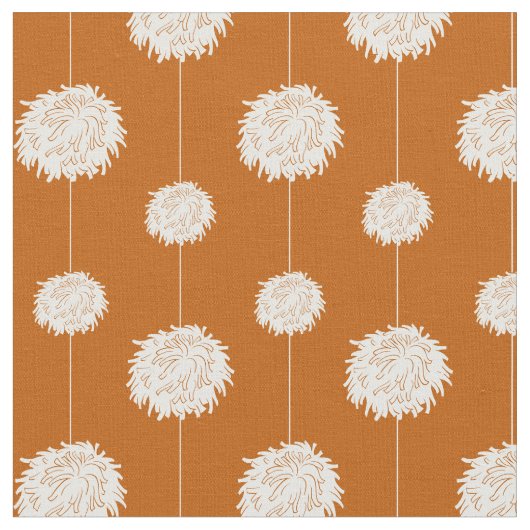 Burnt Orange Cheerleader Pom Pom Pattern Stoff (Nahaufnahme)