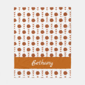 Burnt Orange Cheerleader Pom Poms & Hearts Muster Fleecedecke (Vorderseite)