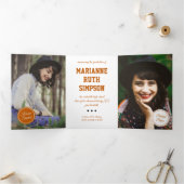 Burnt Orange Circles 5-Foto-Abschluss Dreifach Gefaltete Einladung (Innenseite)