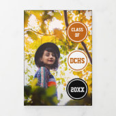 Burnt Orange Circles 5-Foto-Abschluss Dreifach Gefaltete Einladung (Cover)