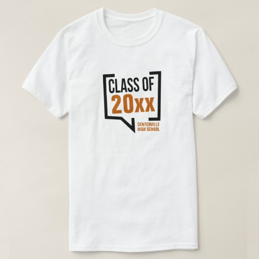 Burnt Orange Class Year Speech Bubble T-Shirt (Design vorne)
