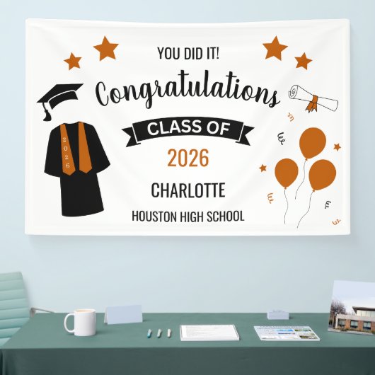 Burnt Orange Congratulations Graduation Banner (Messe)