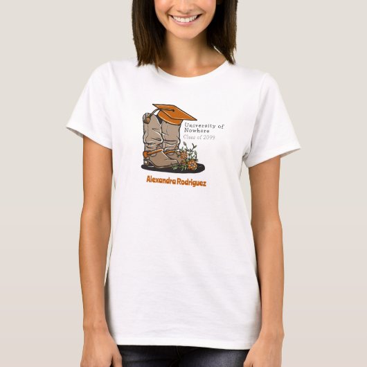 Burnt Orange Cowboy Boot Graduation Cap & Blume T-Shirt (Vorderseite)