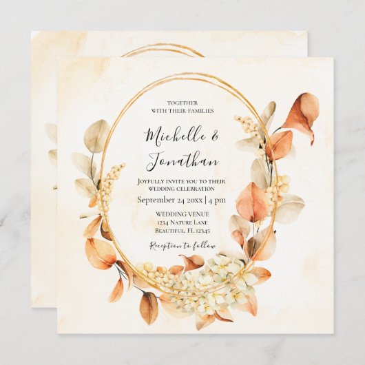 Burnt Orange Cream Fall Christliche Hochzeit Einladung (Vorne/Hinten)