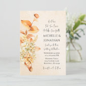 Burnt Orange Cream Floral Christliche Hochzeit Einladung (Stehend Vorderseite)