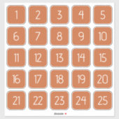 Burnt Orange Customizable Square Number Stickers  Aufkleber (Blatt)