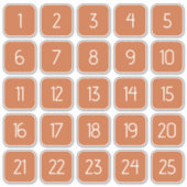 Burnt Orange Customizable Square Number Stickers  Aufkleber (Vorderseite)