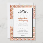Burnt Orange Damask Muster Foto Abschluss Einladung (Vorderseite)