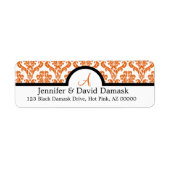 Burnt Orange Damask Wedding Monogram Labels (Vorne)