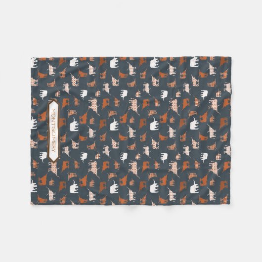 Burnt Orange & Dark Gray Gemusterte Longhorns Fleecedecke (Vorderseite (Horizontal))