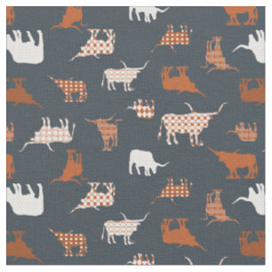 Burnt Orange & Dark Gray Gemusterte Longhorns Stoff