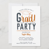 Burnt Orange Dark Gray Graduation Party Einladung (Vorderseite)