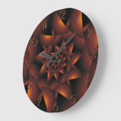 Burnt Orange Dark Spiral Fraktal Wall Clock Große Wanduhr (Winkel)