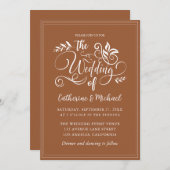 Burnt Orange Decorative Hochzeitkalligrafie Einladung (Vorne/Hinten)
