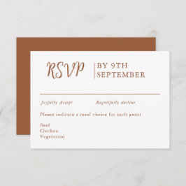 Burnt Orange Decorative Hochzeitkalligrafie RSVP Karte