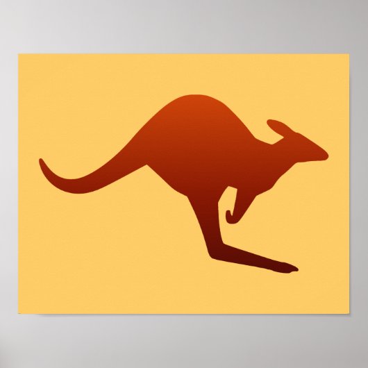 Burnt Orange Desert Gradient Kangaroo Silhouette Poster (Vorne)