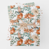 Burnt Orange Dots Blumengrün Muster Geschenkpapier Set (Beispiel)