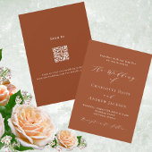 Burnt orange Drehbuch moderne QR-UAWG Hochzeit Einladung