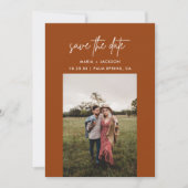 Burnt Orange Earthy Foto Speichern Sie die Termink Dankeskarte (Vorderseite)