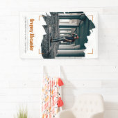 Burnt Orange Edgy Abstrakt Brushstroke Foto Grad Banner (Insitu)