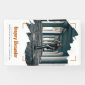 Burnt Orange Edgy Abstrakt Brushstroke Foto Grad Banner (Horizontal)