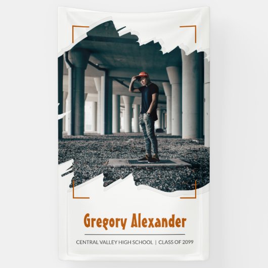 Burnt Orange Edgy Abstrakt Brushstroke Foto Grad Banner (Vertikal)