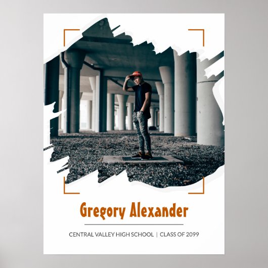 Burnt Orange Edgy Abstrakt Brushstroke Foto Grad Poster (Vorne)